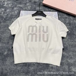 Women's Knits & Tees Niche Design Trendy Brand Diamond Knitted Top Bow Decoration, Simple Girlish Style