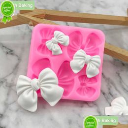 Baking Moulds New Newarrive 1Pcs Cute Knot Bow Moulds Soft Sile Fondant Resin Art Mod Cake Decoration Pastry Kitchen Accessories Drop D Dhxrk