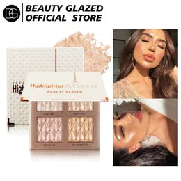 Beauty Glazed 4-color Makeup Highlighter Colour palette Bronzer Highlighter Repair Highlight for skin Colour eye shadow 240508