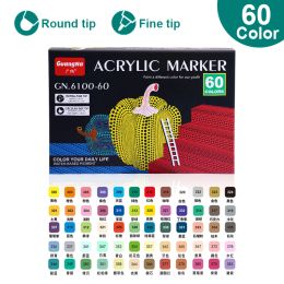 12/60 Colours Acrylic Paint Marker Extra Fine and Dots Tip Dual Head Marker Pens Calligraphy Graffiti Manga Art Drawing Supplies