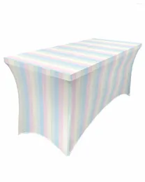 Table Skirt Gradient Stripe Elastic Wedding El Birthday Cover Buffet Tablecloth Decor