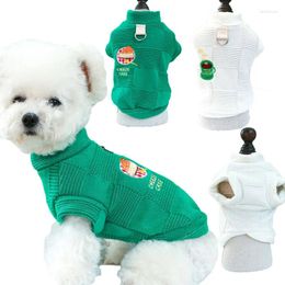 Dog Apparel Warm Cat Hoodies Sweatshirt Clothes Green White O-Neck Clothing Knit Short Sleeve Puppy Sweater Coat For Small Dogs York