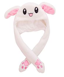 Three Colours Plush Airbag Caps Cute Sweet Animal Rabbit Hats With Moving Ears Bunny Hat For Women Child 15 5my BB8793067