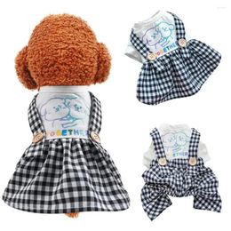 Dog Apparel Cat Jumpsuits Durable Four Legs Grid Pet Overalls Dress Polyester Clothes Festival Gift