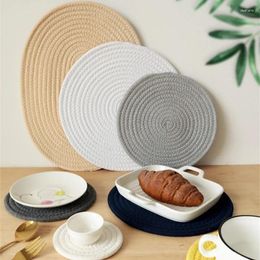 Table Mats 1Pc Round Rope Placemat Cotton Woven Mat Non Slip Bowl Pad Drink Cup Home Kitchen Accessories
