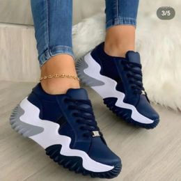 Casual Shoes Women Platform Sneakers Leather Ladies Chunky 2024 White Woman High Black Fashion Thick Soled Wedge