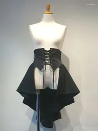 Skirts 2024 Harajuku Vintage Victorian Burlesque Skirt Y2K Retro Gothic Steampunk Corset Costume Punk Black Fashion Bustle