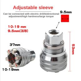Universal Sleeve Adaptive Socket 3/8 Inch 10-19mm Drive Wrench Repair Tools Adjustable Socket Magic Electric Wrench Hex Post