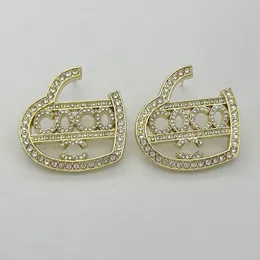 High Quality Jewellery Designer Stud Earrings Luxury Brand Heart Cute Girl 18K Gold Plated Earrings Classics Crystal Rhinestone With Stamp