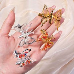 2Pcs/set Metal Will Move Simulation Butterfly Clips For Women Girls Hairpin Duckbill Clip Headwear Fashion Hair Accessories