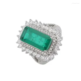 Cluster Rings Spring Qiaoer Trend Emerald Paraiba Tourmaline For Women Vintage Gemstone Party Fine Jewellery Anniversary Gift