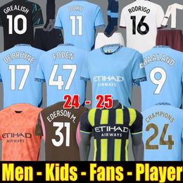 24 Soccer Jerseys HAALAND DE BRUYNE PHILLIPS MANS CITIES GREALISH FERRAN MAHREZ FODEN BERNARDO JOAO CANCELO Z RODRIGO Football Shirt Men Kids Kit Sets Uniforms