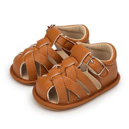 Summer Boy Girl Flat Anti-slip Soft Rubber Sole Brown Baby Shoes 7 Colours First Walkers Outdoor Beach Sandals L2405