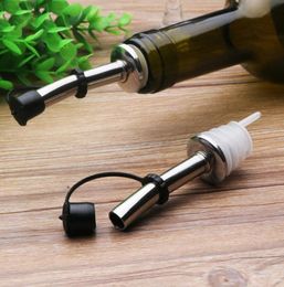 Stainless Steel Liquor Spirit Pourer Antidust Rubber Lids Flow Wine Bottle Pour Spout Stopper Barware Christmas Party Supply DBC 9979195