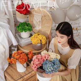 Decorative Flowers Artificial Flower Hydrangea Fake Silk Peonies Bouquet DIY Centerpieces For Table Home Office Wedding Christmas Decoration