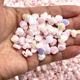 50pcs/lot 8mm AB Colour Heart Shape Acrylic Beads Loose Spacer Beads for Jewelry Makeing DIY Handmade Bracelet Accessories
