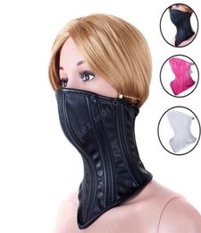 PU Leather Cover Mouth Collar Neck Bondage Restraints Harness BDSM Hood Mask Slave Fetish Roleplay Sex Toy For Couple Adult Game3077045