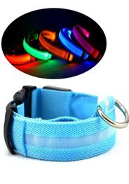 LED Nylon Dog Collar Dog Cat Harness Flashing Light Up Night Safety Pet Collars 8 Colour XSXL Size Christmas Accessories fast1066016