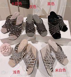 2024 Brunello Cucinelli New Luxury Sandals Famous Designer Women's Casual Fashion Slippers Popular Micro Suede High Heel Sandals Versatile Wedge Slippers