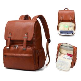 PU Leather Nappy Diaper Bag Backpack Baby Care Maternity Outdoor Travel Stroller Bags with Changing Pad L2405