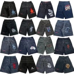 Y2K baggy Denim Shorts Harajuku jeans Hip Hop vintage pattern Summer Men Women Gothic Men Basketball Shorts Streetwear 240523