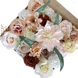 Decorative Flowers DIY Artificial Rose Flower Box For Weddings Birthdays Banquets And Gifts Beautiful Fake Bouquet Home Decor