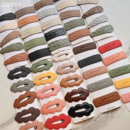 New PU Leather Hairclips Womens Girls Weave Nice Sweet Hair Side Clip Cute Solid Hair Accessaries for Children Simple Barrettes
