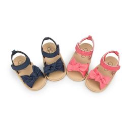 Summer Sandals Baby Boy Girl Solid Anti-slip Soft Newborns Bow Classic First Walkers Infant Crib Shoes L2405