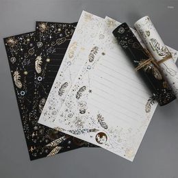 Gift Wrap Vintage Bronzing Envelopes Black White Feather Letter Paper Set Wedding Party Invitation Card Cover Korean Stationery