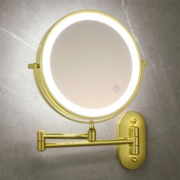 8 inch Makeup Mirror Golden 3x/5x/7x/10x Magnifying Double Side USB Charging Bathroom 3 Colour light Smart Cosmetic Mirrors