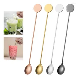 Spoons 40pcs 304 Stainless Steel Round Brand Coffee Stirring Spoon Creative Long Handled Cocktail Mixing Dessert Ice