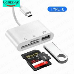 3 In 1 Multi Port Hub Converter Type-c/Micro USB To USB A OTG Adapter TF SD Memory Card Reader for Huawei Android and Laptop