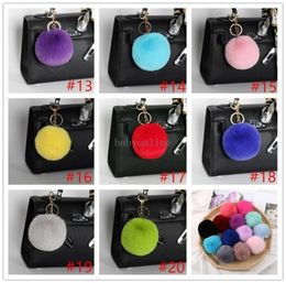 Newest Rabbit Fur Ball Plush Fuzzy Fur Key Chain POM POM Keychain Car Bag Keychain Key Ring Pendant Jewelry Party Gift FY25949490407