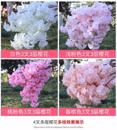 Decorative Flowers Every Kind 140-Heads Artificial Cherry Blossoms Wedding Arch Decorate Fake Flower Silk Hydrangea White Branch Home Decor