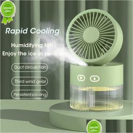 Other Home & Garden New Portable Fan Air Humidifier 350Ml Water Cooler Table 1500Mah Usb Rechargeable Essential Oil Diffuser Night Lig Dhu3M