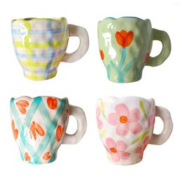 Mugs Hand-painted Flower Porcelain Coffee Cups Breakfast Milk Tea Drinks Home Office Kitchen Birthday Gift