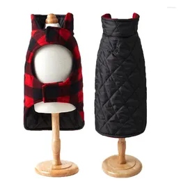 Dog Apparel Winter Pet Clothes Plaid Thickened Cotton Vest Wind Proof Small Fleece Coat Jacket Puppy