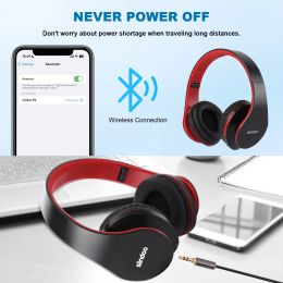 Siindoo JH-812 Red Bluetooth Headphone Foldable Stereo Music Earphones FM and Support SD Card with Mic for Mobile Samsung PC TV