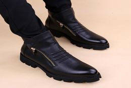 Boots Mens Leisure Cowboy Natural Leather Shoes Party Nightclub Dress Platform Boot Ankle Botas Masculina Zapatos Hombre Botines4201163