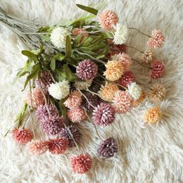 Decorative Flowers Single Branch Artificial Flower Dandelion Fake Small Thorn Ball White Hydrangea Simulation Plant For Home Wedding Decor