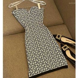 Basic Casual Dresses Casual Summer Sexy Wrap Chest Bandage Rayon Jacquard Weave Fashion Bodycon Sleeveless Vintage Dressgy9f