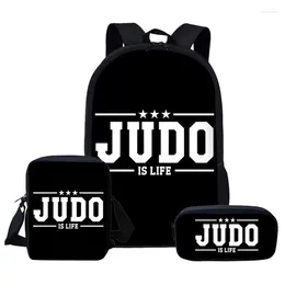 Backpack Harajuku Funny Judo 3pcs/Set 3D Print School Student Bookbag Travel Laptop Daypack Shoulder Bag Pencil Case