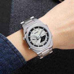 SKMEI Japan Digital movement Watches Mens LED Light Countdown Wristwatch 3Bar Waterproof 5 Alarm World Time DST Date Week Clock