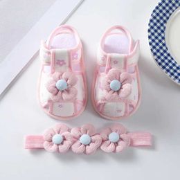 O5JR First Walkers Baby Girl Sandals Summer Cute Flower Childrens Shoes Step Walker New Casual Soft Sole Anti slip Preschool d240528