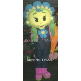 mascot Blue Mascot Costume Adult Cartoon Character Flower Girl Plant Mascotte Outfit Suit Fancy Dress Mascot Costumes