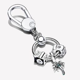 100% 925 Sterling Silver Key Rings Moments Small Bag Charm Holder Gift Set Fit Original European Charms Dangle Pendant Fashion Women We 239t