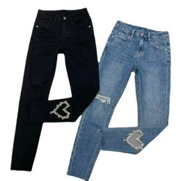 Women Stretch High Waist Classic Retro Jean Lady Clothes Embroidered Flares Denim Skinny Patch Designs Pants Pencil Trousers L13