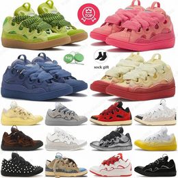 Luxo Casual Lanvinn Shoe Curb tênis sapatos de grife feminino feminino tênis casual calfskin rubber nappa slowsole lanvis tênis masculinos