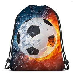 Backpack Sports Basketball Drawstring Bag For Boys Mens Kids Women's Stylish Waterproof Gym Swimming Soccer Ball On Fire Design Yoga