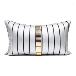 Pillow INS Fashion Stripes Cover Home Decorative For Living Room Gold Metal Waist Sofa Car 30x50cm